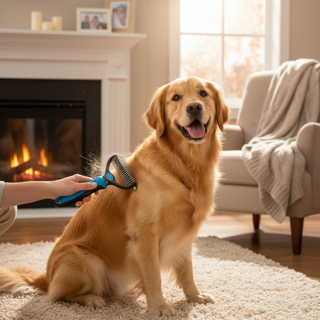 2-in-1 Stainless Steel Pet Deshedding Brush for Dogs & Cats